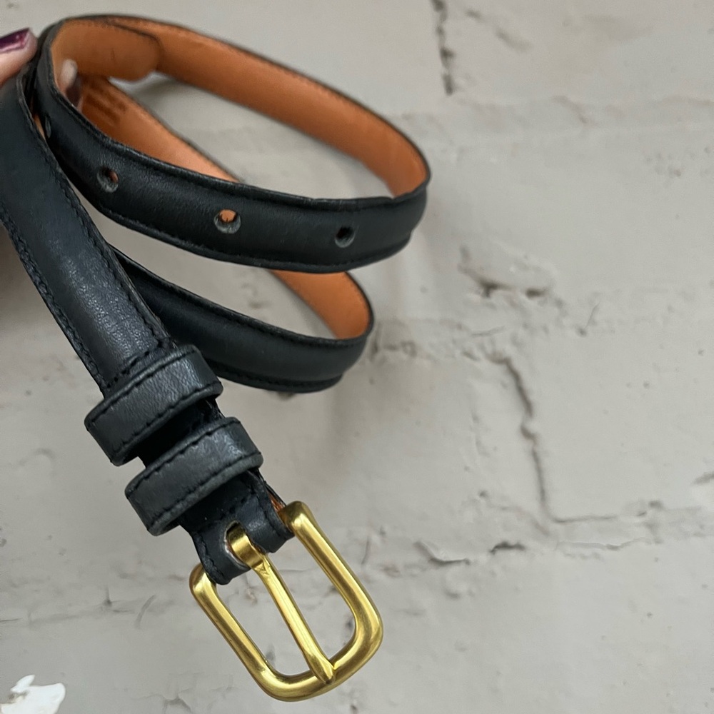 Coach Black Leather Belt with Gold-Tone Buckle